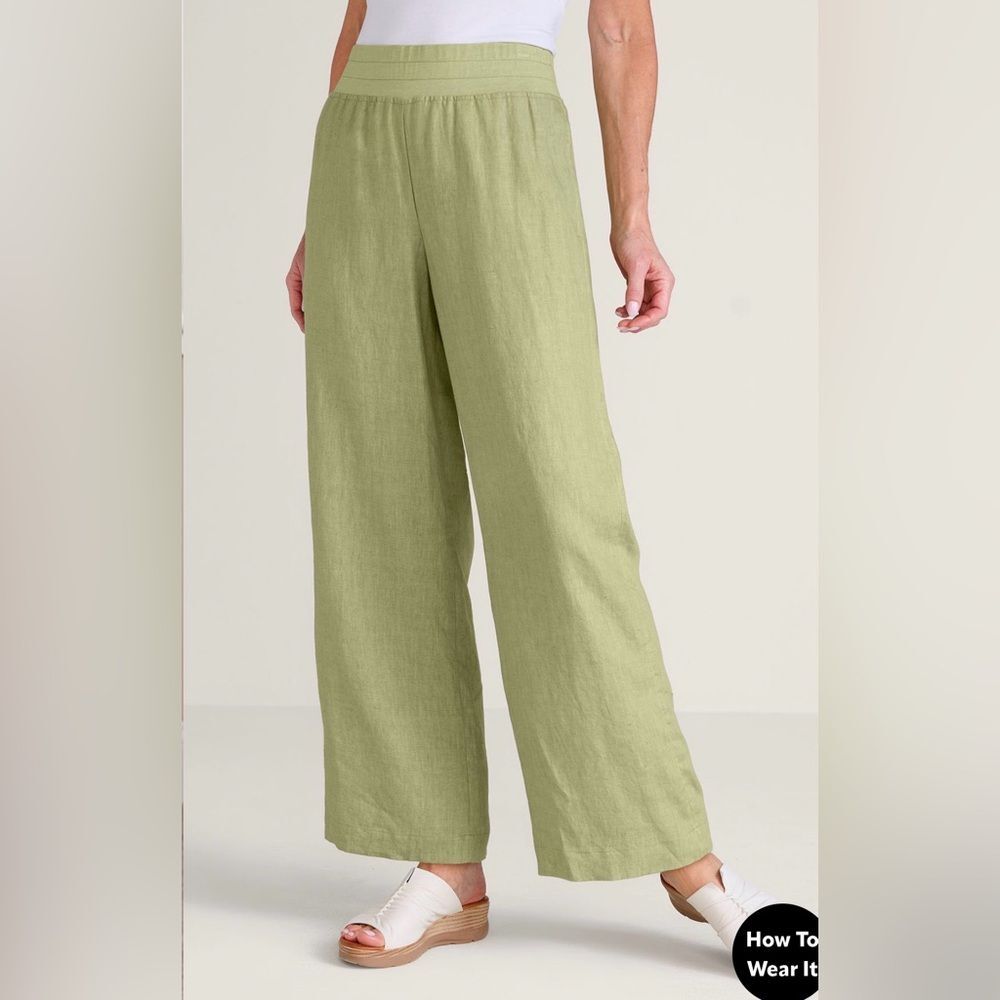 Soft Surroundings Women’s Aliso Point 100% Linen Wide leg Pants size small EUC